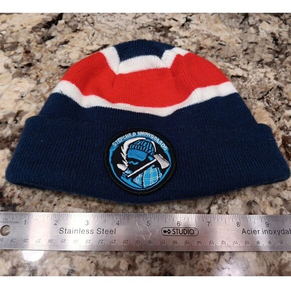 Stepchild Snowboards Patch Beanie Toque One Size Fits All. Blue Red White Cap - Picture 1 of 8
